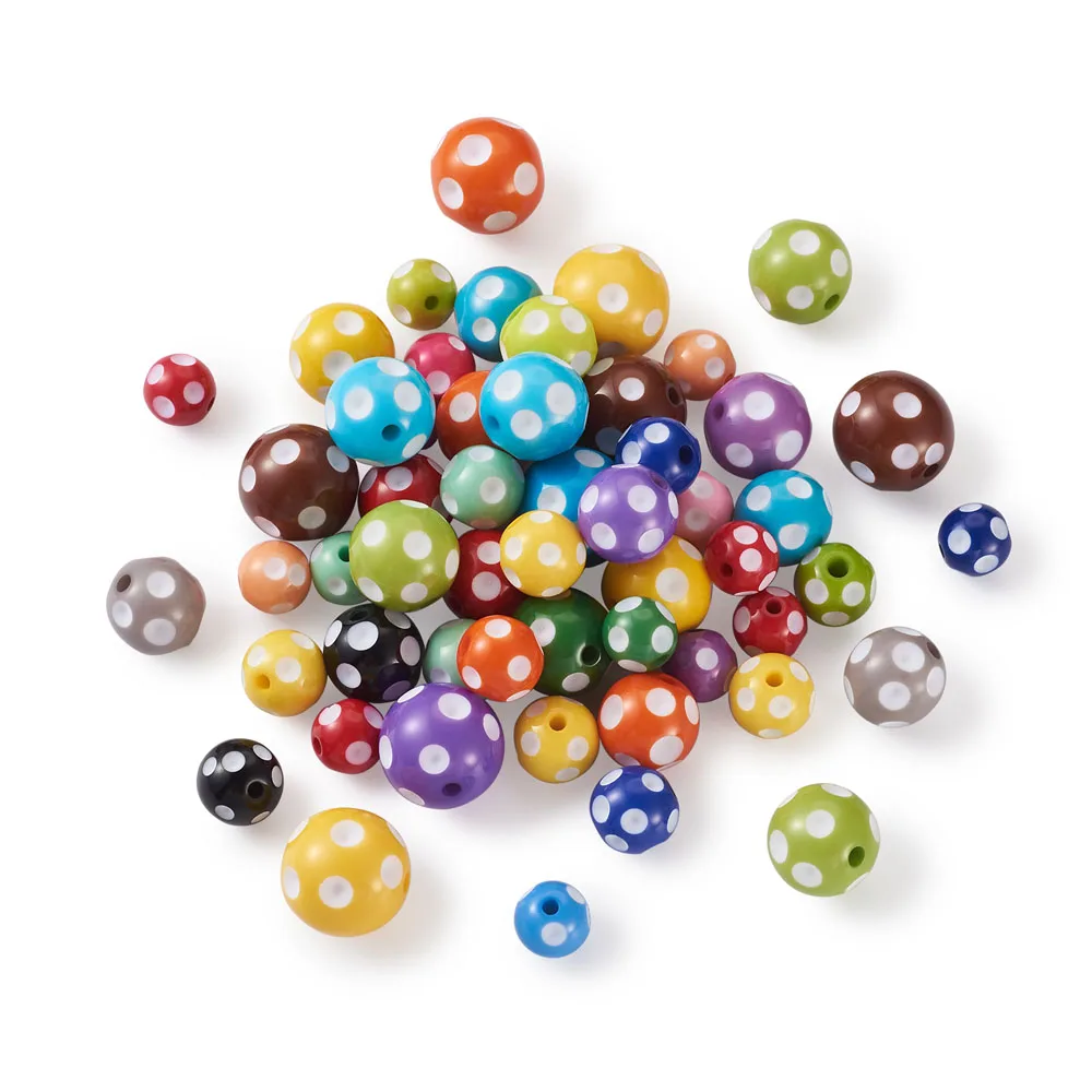 12mm 14mm 16mm 18mm 20mm Chunky Resin Polka Dot Beads Mixed Color Round Ball Beads For DIY Jewelry Necklace Bracelet Making