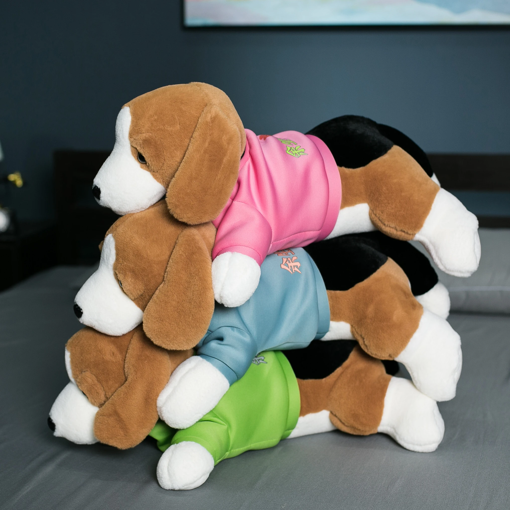 Juguete de peluche de simulación de perro Beagles, animales realistas, almohada de abrazo para niño, regalo de cumpleaños, tacto de perro Real