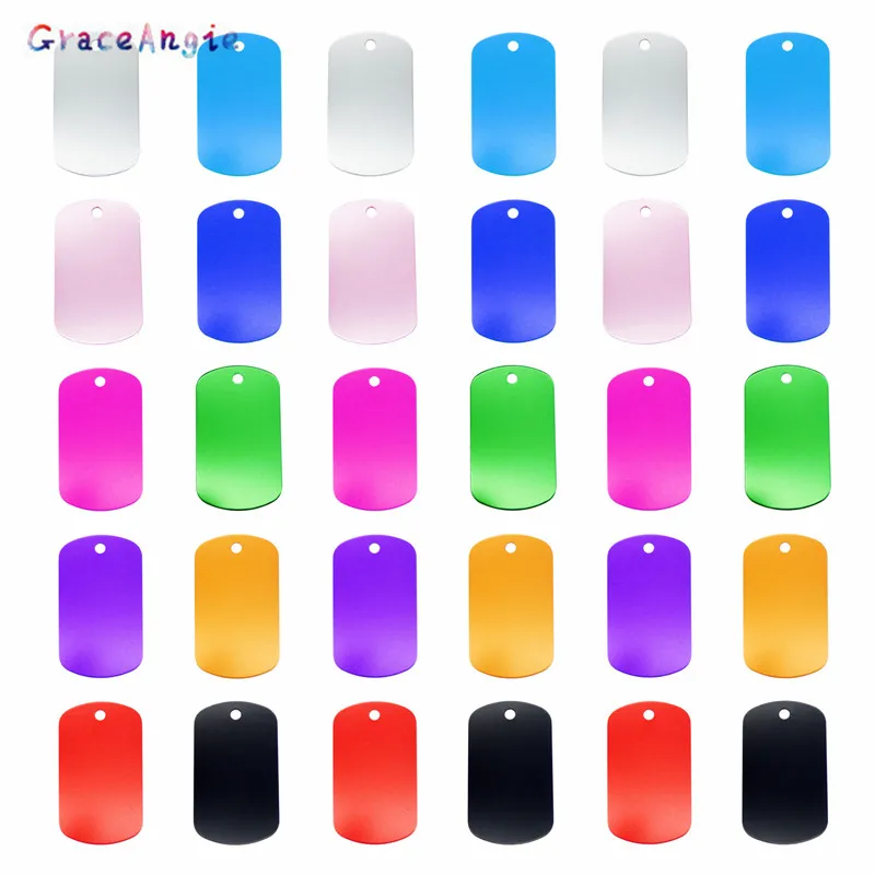 10pcs Military Pet Id Dog Tag Aluminum Army ID Tag Name Blank Dog Tags Pendant  Logo laser engraving text