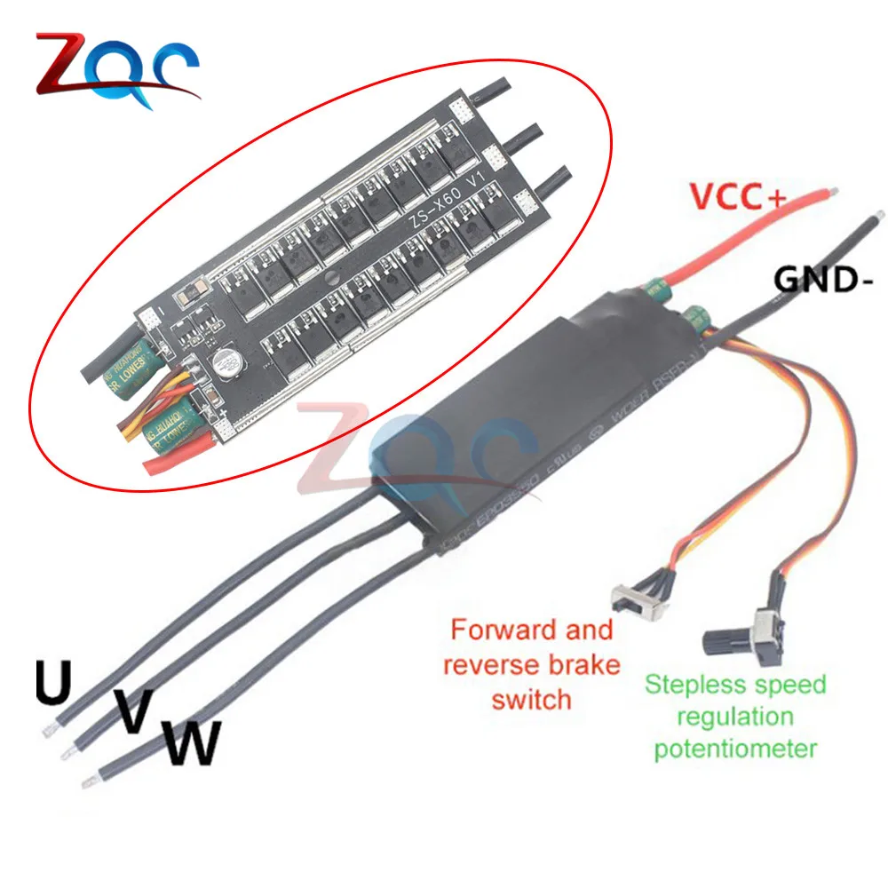 

DC6-24V 1000W BLDC 3-Phase Brushless Motor Driver Hallless DC Motor Drive Board Speed Controller Module with Potentiometer