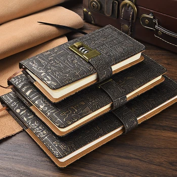 A5 A6 B5  Codebook Diary with Lock European Retro Notebook Simple Hand Account Book Notepad 200 Pages