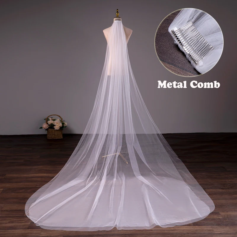 Wedding Accessories Two Layers 3meter 5meter Long Свадебные аксессуары для волос Comb Veil White Ivory Champagne Bridal Veils