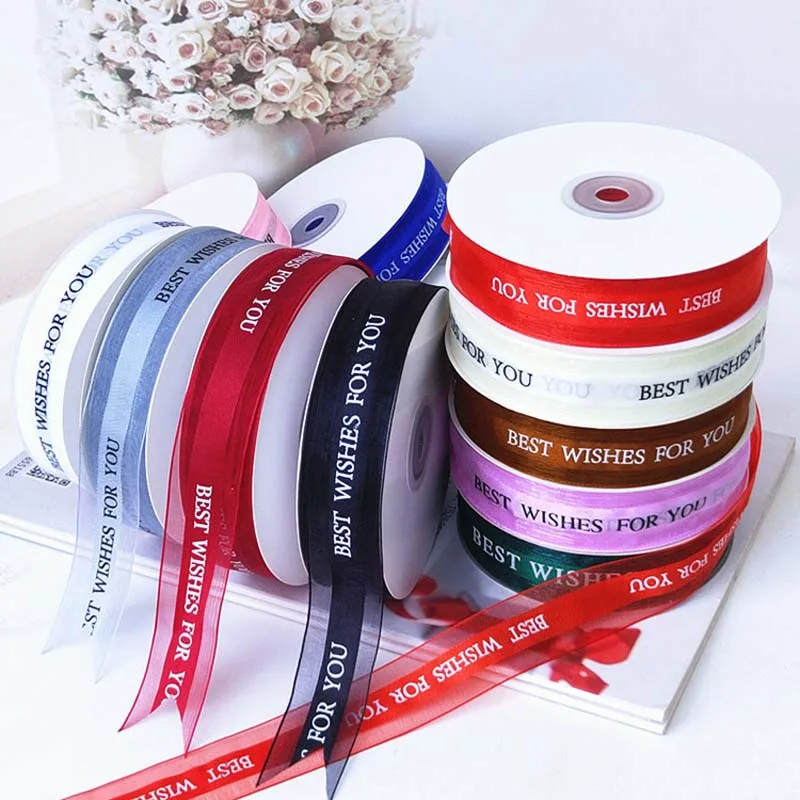 25mm 5Yards Happy Birthday Ribbons Lover Wedding Event Party Christmas Decoration DIY Bow Card Gifts Box Packaging Handmade