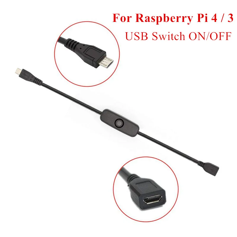 

Aokin Raspberry Pi 4B Type C USB Cable With ON/OFF Switch Power Control Toggle For Raspberry Pi 4 3 Model B+/ B/2/Zero/W Supply