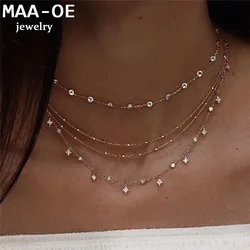 New Gold-plate Crystal Stars Pendant Necklaces For Women Necklace 2020 Multilevel Female Boho Vintage Jewelry Wedding Gift