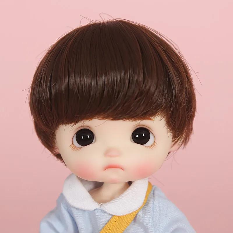 Adorable Doll Wig Golden brown black Short Hair Cute Bobo Style for ob11、1/8 BJD Doll curls Doll accessories