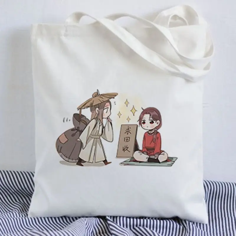 Tian Guan Ci Fu Anime พิมพ์กระเป๋านักช้อปกระเป๋า Tote Bag กระเป๋าสะพายผ้าใบขนาดใหญ่ College กระเป๋าถือ,drop Shipping