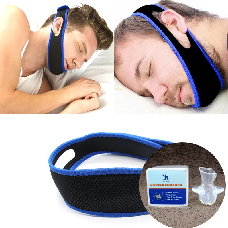 Neoprene Anti-Snoring Strap& Chin Strap CPAP+ Stop Snoring Anti Tongue Apnea Silicone for Sleep Care Products Tools Face Care