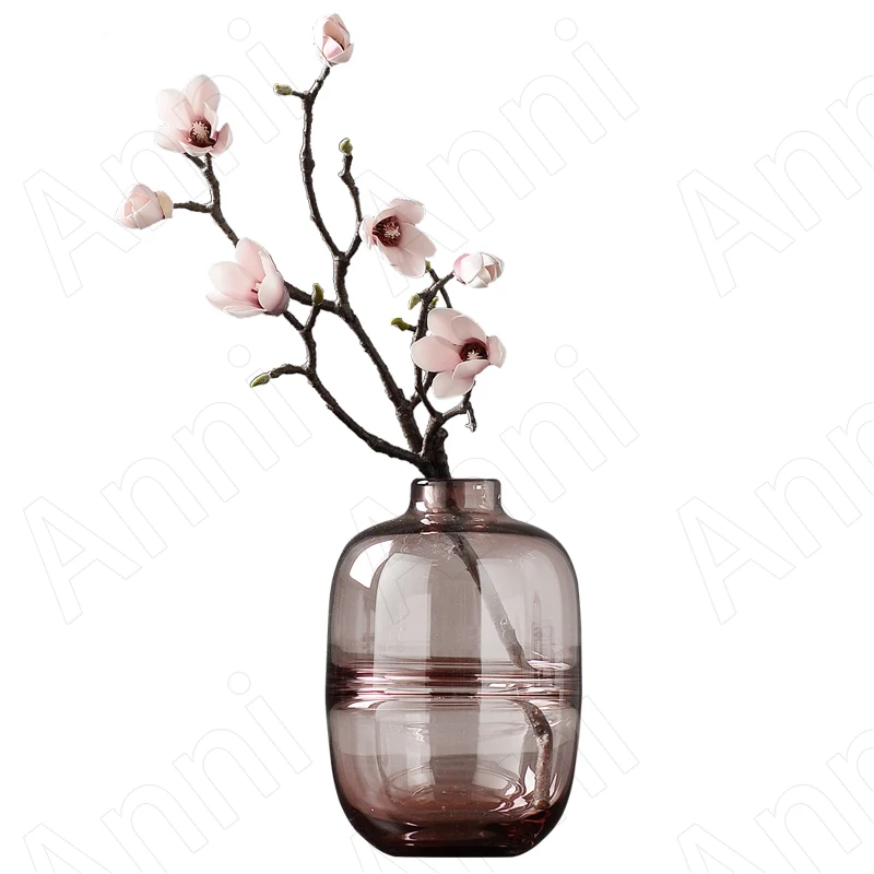 

Creativity Transparent Stained Glass Vase Nordic Modern Pastoral Countertop Flower Vases Ornaments Office Plant Pots Decorative