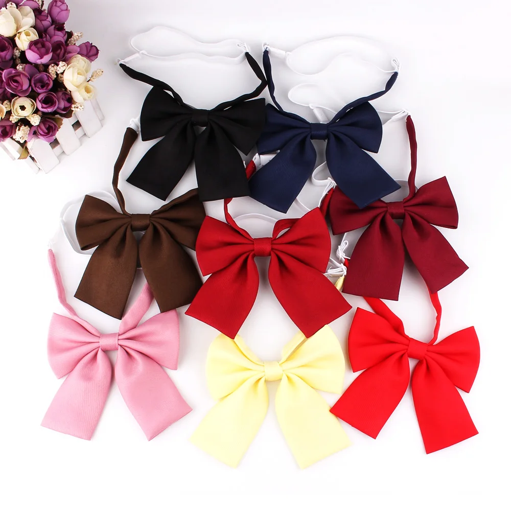 Black Solid Bowtie Casual Bow tie For Women Uniform Collar Butterf Bowknot Adult Oversize Bow Ties Cravats Girls Shirt Bowties