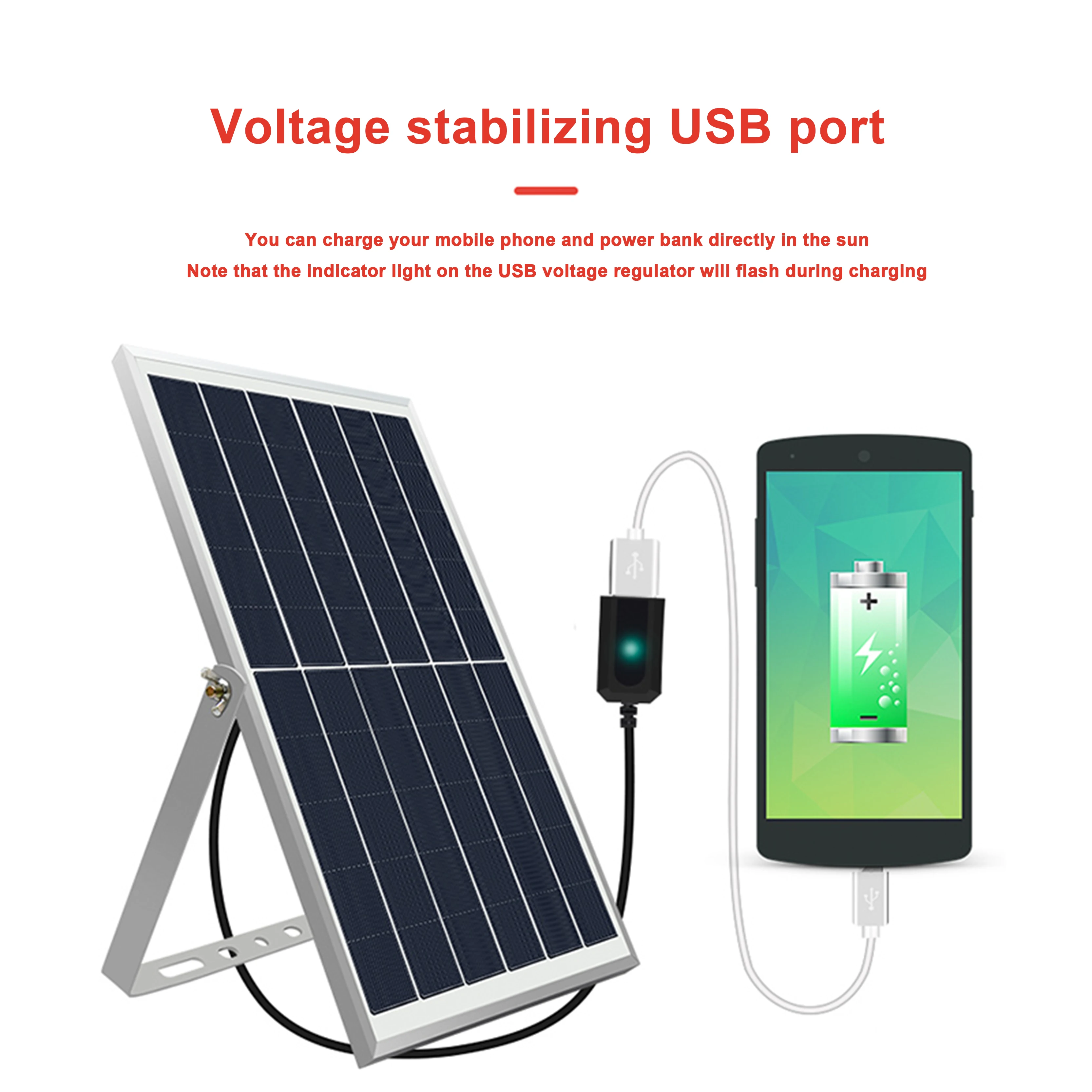 Imagem -03 - Painel Solar Fotovoltaico Geração de Energia Placa Carregamento ao ar Livre à Prova Impermeável Água Usb Carregamento Rápido Power Bank Portátil 5v 6w 10