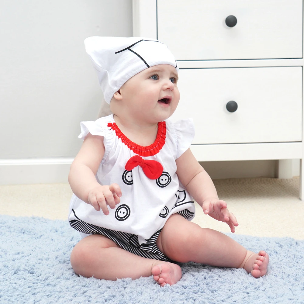 6-24M Infant Baby Boys Cook Chef Costume Summer Short Romper Bodysuit Birthday Photoshoot Halloween Party Fancy Dress 2pcs/set