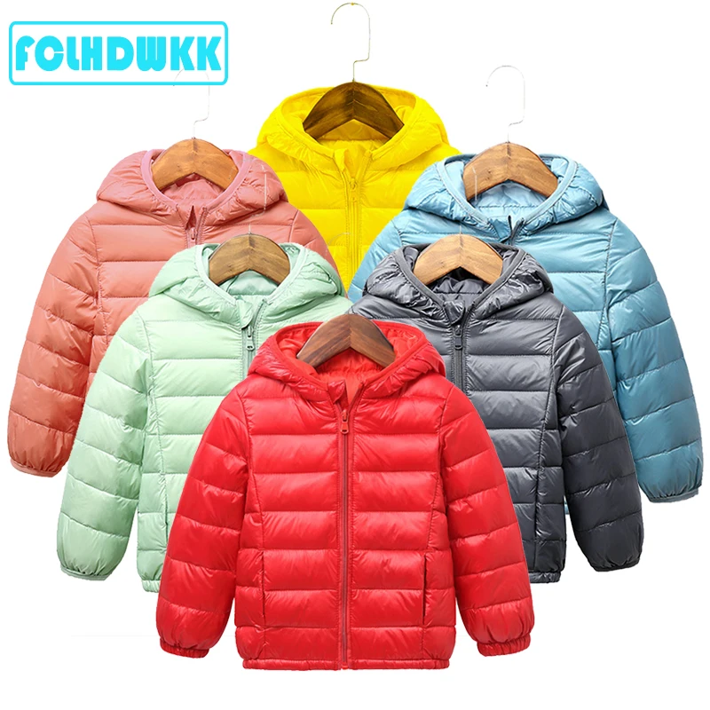 2020 Down Jackets For Girls Winter Coat Candy Color Warm Kids Down Hooded Coats For Boys 2-9 Years Outerwear Children Clothes