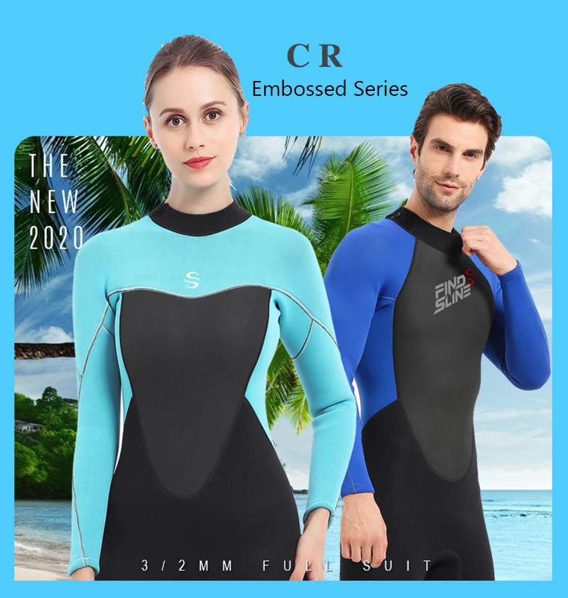 SLINX 3/2mm Keep Warm Neoprene Wetsuits Men Full Body One-Piece Scuba Diving Surfing Snorkeling Spearfishing Swimsuit Sunscreen