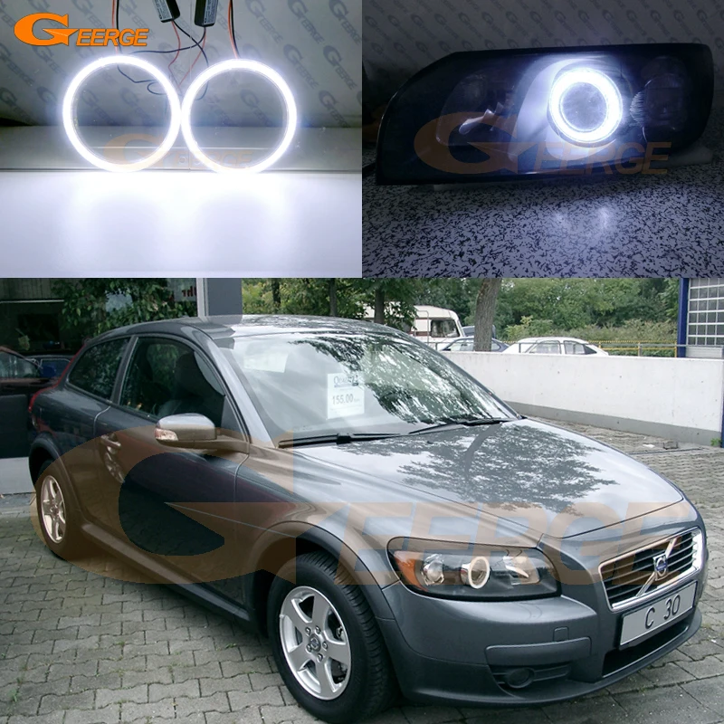 

Geerge для Volvo C30 533 C70 542 2006 2007 2008 2009 prefacelift ультра яркий COB Led Angel Eyes Halo набор колец Дневной светильник