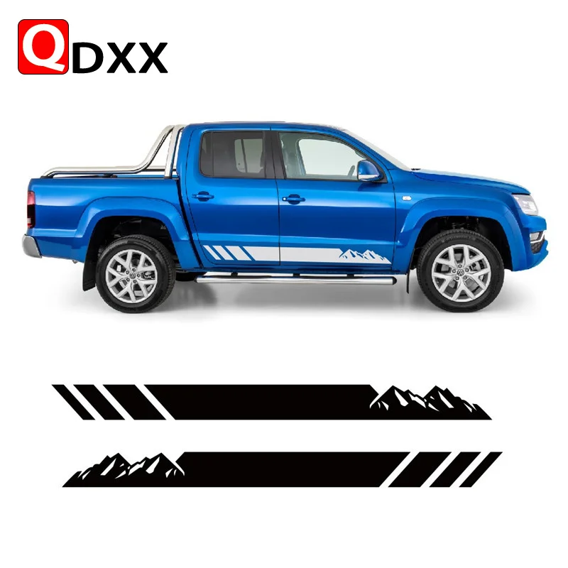 

2Pcs For Volkswagen VW Amarok OFF ROAD Mountain Graphics Vinyl Decal Car Door Side Skirt Stickers Auto Body Pickup Trunk Stripes
