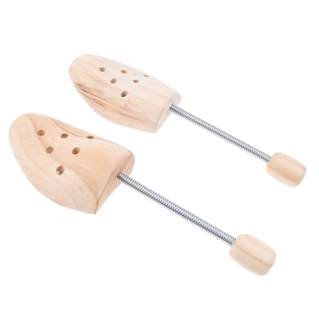 2pcs Men Women Cedar Stretcher Wood Wooden Shoe Tree Shaper Coil Spring