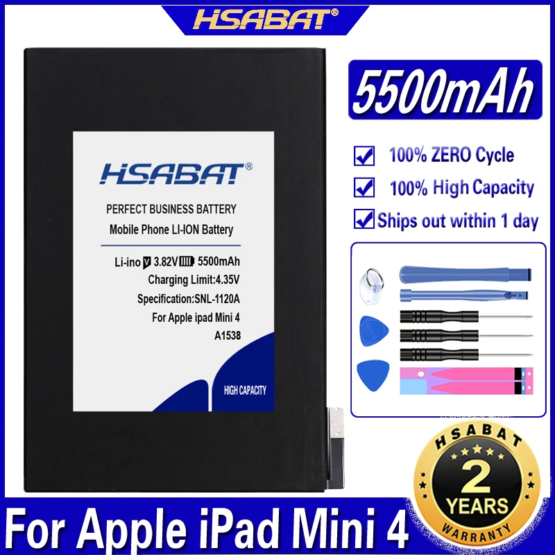 HSABAT A1538 A1546 A1550 5500mAh Battery for iPad Mini 4 Mini4 A1538 A1546 A1550 Batteries