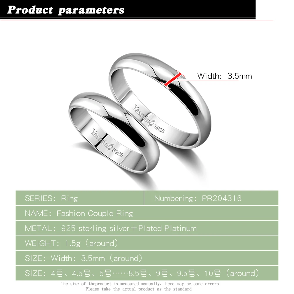 Classic Couple Rings 100%  925 Sterling Silver Woman & Men Ring Fashion Simple Solid Silver Wedding Ring Jewelry Gift For Lover