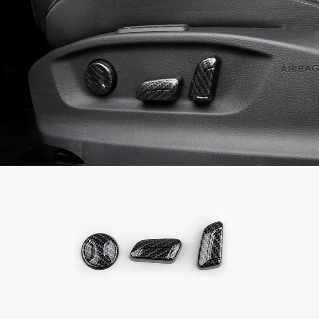 Fit For Skoda Kodiaq accessories 2017 2018 ABS Carbon fibre Car Seat adjustment Switch Cover Trim car styling 6pcs