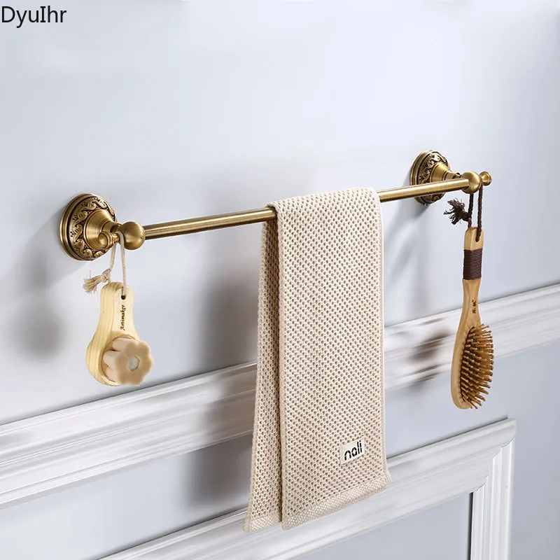 

European antique space aluminum wall-mounted towel bar bathroom single rod exquisitely carved towel rack bathroom accessories