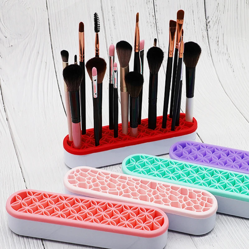 Nail Pen Holder Display Stand Rack Brush Storage Case Silicone Organizer And Drying Shelf