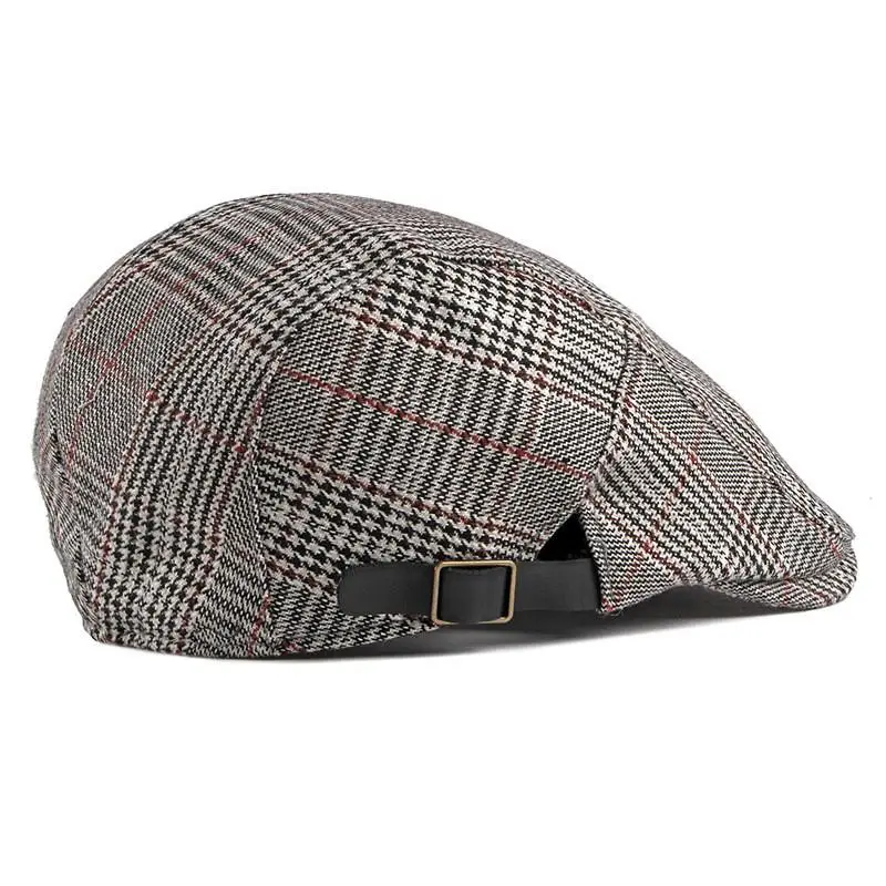 LDSLYJR 2021 Cotton Spring Autumn Plaid Newsboy Caps Flat Peaked Cap Men and Women Painter Beret Hats 63