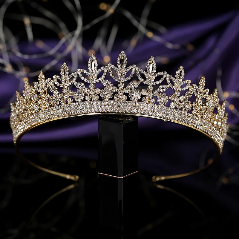 

Crown HADIYANA Classical Leaf Shaped Tiara Women Wedding Bride Hair Accessories Cubic Zirconia Luxury Hair Jewelry BC3506 Diadem