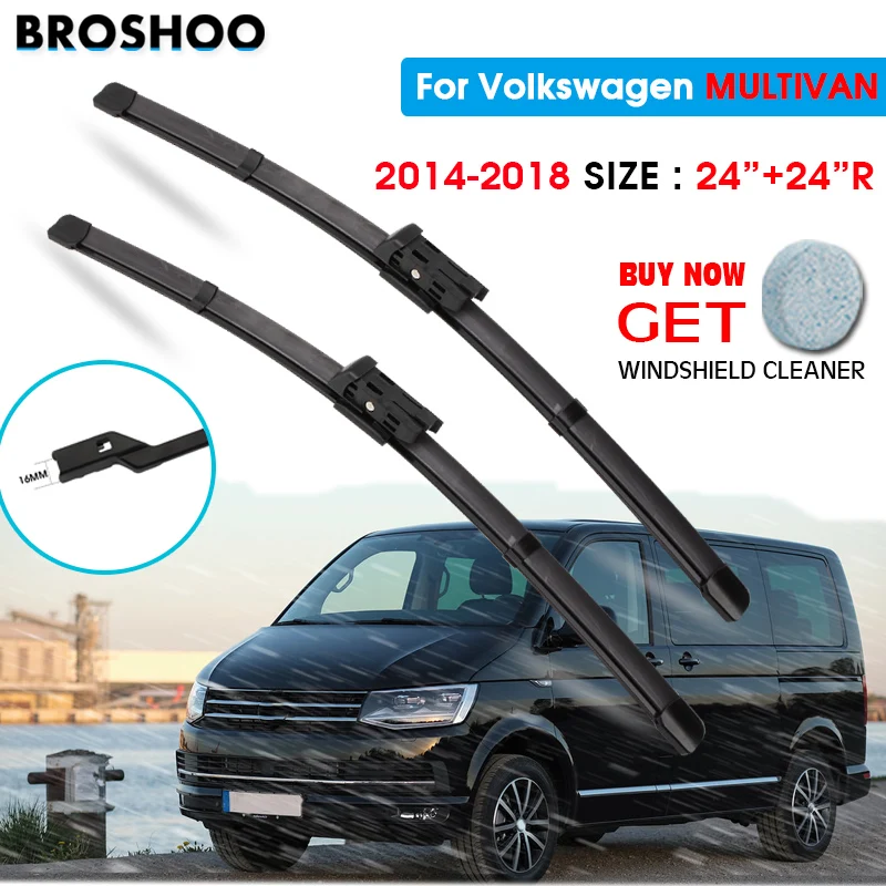 

Car Wiper Blade For Volkswagen MULTIVAN 24"+24"R 2014-2018 Windscreen Windshield Wipers Blades Window Wash Fit push button