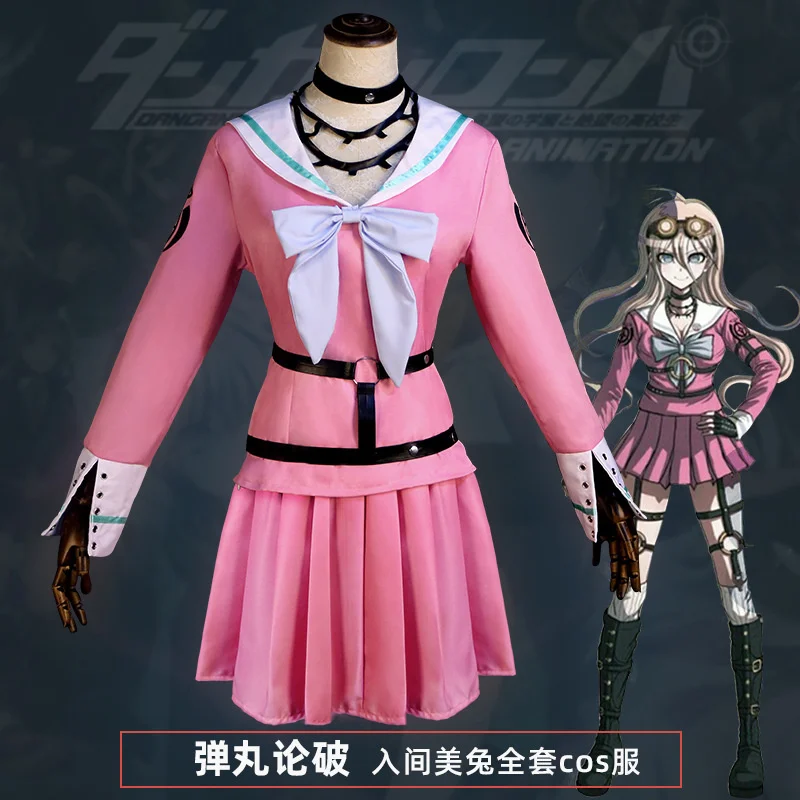 New Anime Miu Iruma Cosplay Costume Danganronpa V3 Cosplay School Uniform And Wig Anime Cosplay Halloween Costume For Women Girl