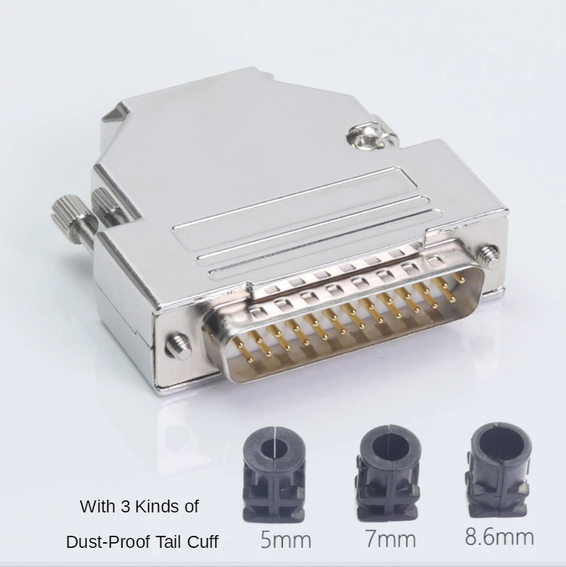 Industrial-grade solid PIN  DB25 male female connector 25-pin plug 45 degrees 180 degrees Double outlet the metal hood