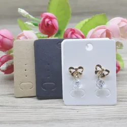 50pcPaper stud earring card 5x4cm brown /white DIY Jewelry package small pendant necklace display blank card