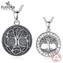 Eudora Real 925 Sterling Silver Tree of Life Necklace Vintage Simple Pendant Fashion Fine Tree Jewelry for Women Man Bijoux Gift