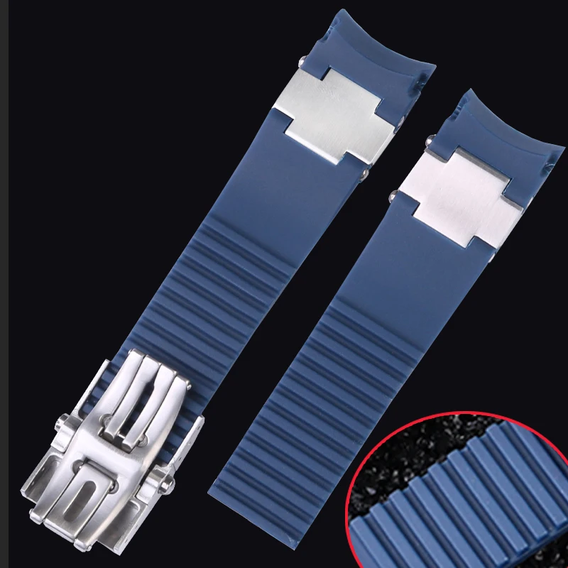 Rubber wristwatch strap silicone wristwatch strap with Ulysse Nardin blue black brown 25 * 12mm  men  tools watchband 22-20mm