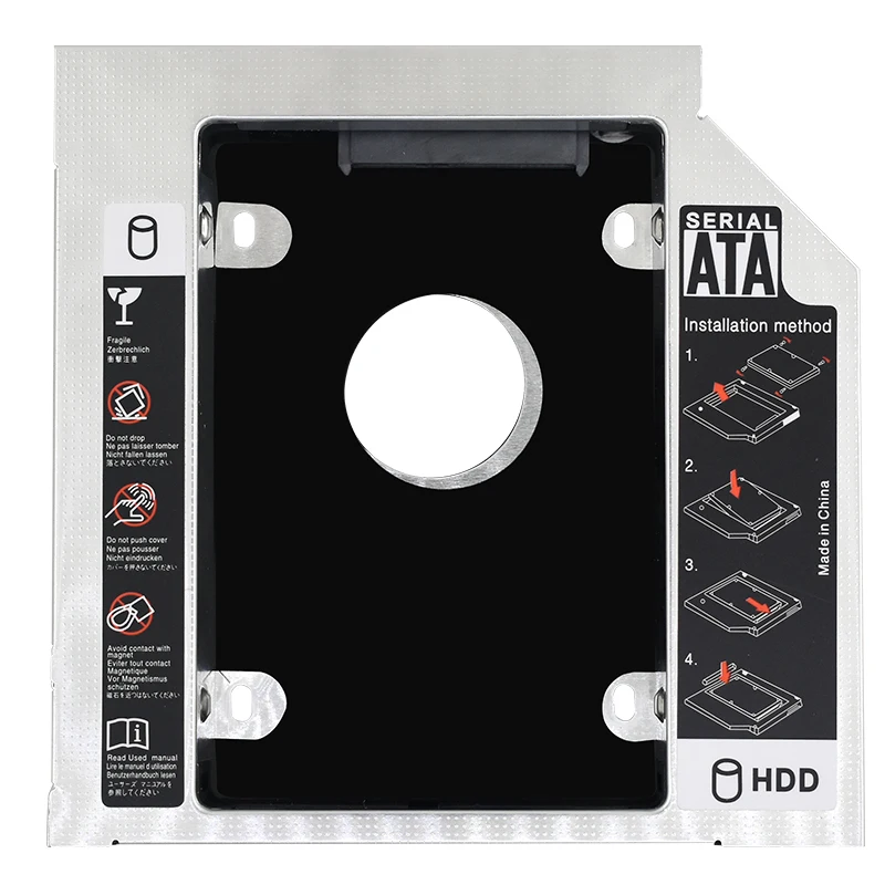 TISHRIC Aluminiowa obudowa drugiego dysku twardego 9,5 mm 12,7 mm SATA 3.0 Optibay Obudowa dysku twardego Obudowa adaptera DVD 2,5 SSD do laptopa