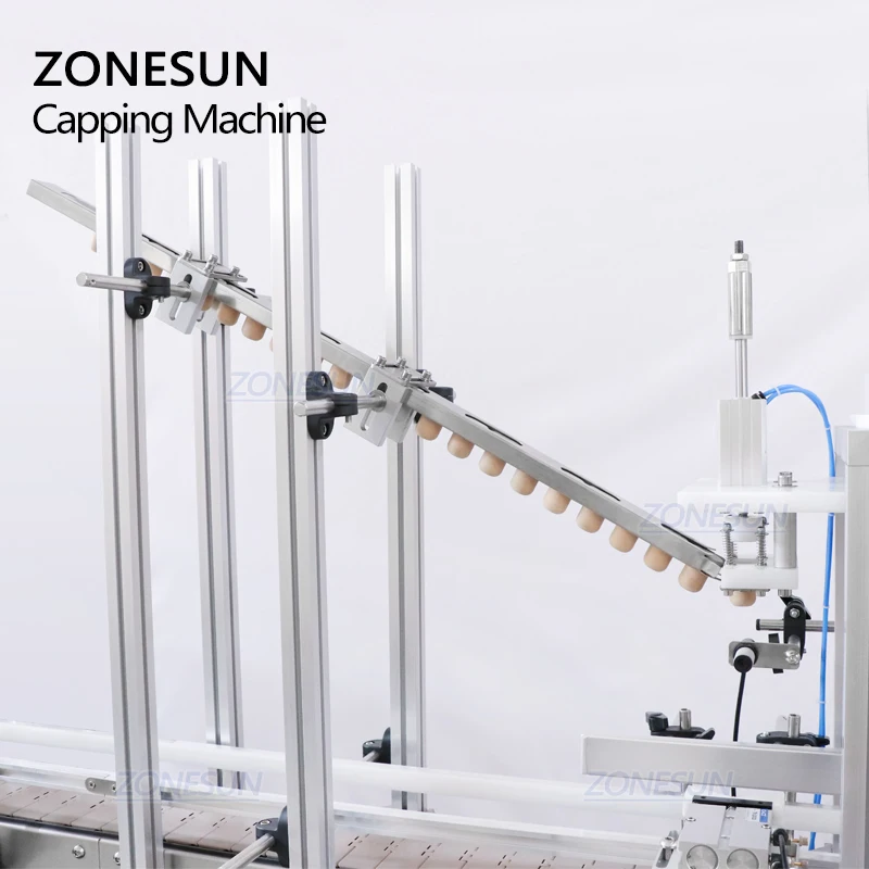 ZONESUN ZS-XG1870D1 Pneumatic Automatic Wooden Cork Feeding Pressing Machine Desktop Capping Machine for Glass Wine Bottle