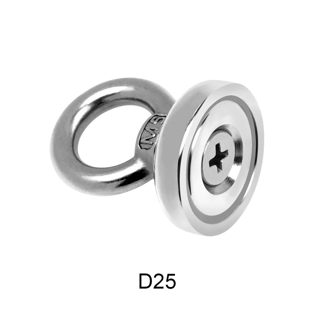 

1~10PCS D25 Round Strong Fishing Magnet Salvage Fishing Ring Magnets N35 Disc Permanent Rare Earth Neodymium Magnet Dia25