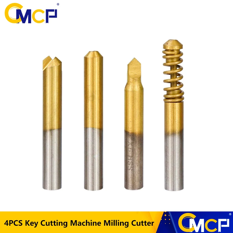 4pcs P301 Vertical Key Cutting Machine Milling Cutter Set Titanium Coated Key Cutting Mahchine Drill Bit Locksmith Tools Parts