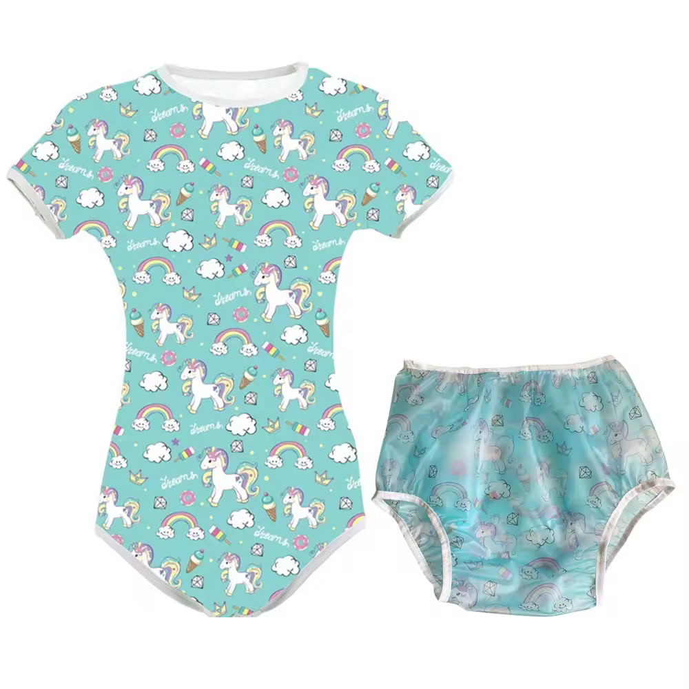 ABDL PVC סרבל תינוקות חיתול מבוגר תינוק בגד גוף סיסי הצמד מפשעה Romper פיג 'מה