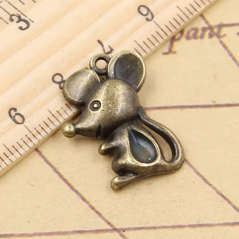 10pcs Charms Mouse 24x18mm Tibetan Bronze Silver Color Pendants Antique Jewelry Making DIY Handmade Craft