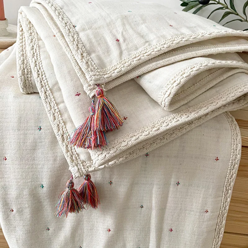 Muslin Blanket For Home Sofa Bed Summer Children\'s Cotton Towel Blankets Double Covers Quilt Decorative Bedspreads 200*230cm