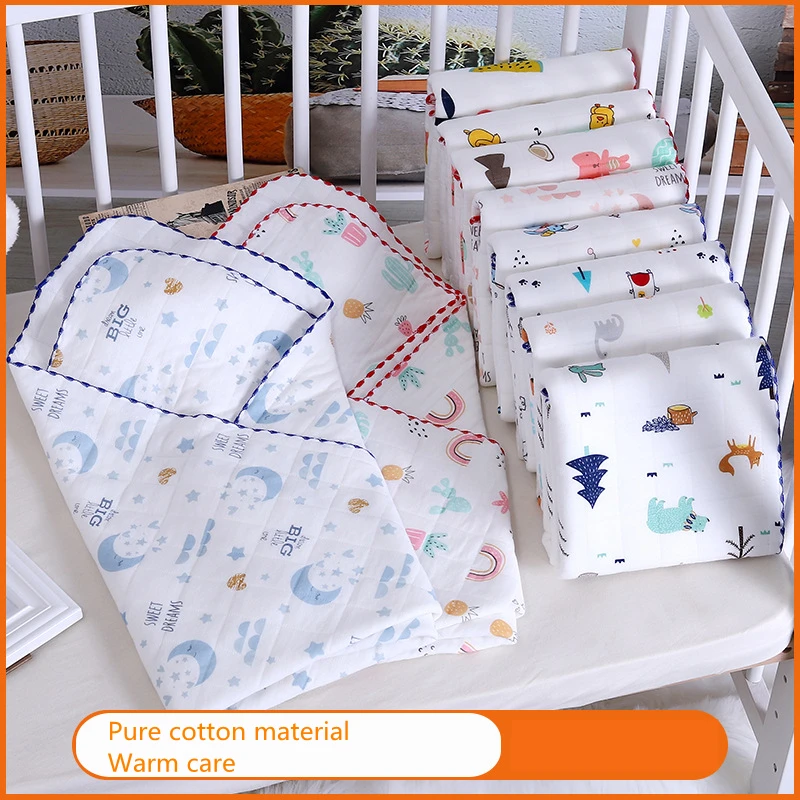 100% Cotton Infant Baby Muslin Swaddles 3-Layers Soft Blanket  Swadding No Fluorescence Safe Healthy Blanket Swaddling