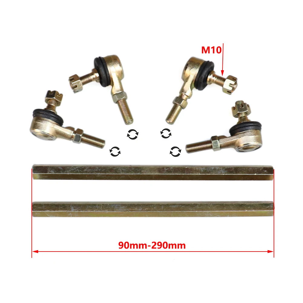 1Pair Set 90MM-290MM M10 Steering Shaft Tie Rod With Tie Rod Ball Joint For 4 Wheel Go Kart Karting modification ATV 50cc-250cc