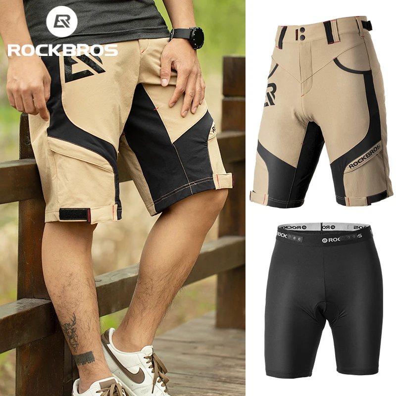 ROCKBROS kolarstwo męskie spodenki MTB szosowe spodenki rowerowe letnie sporty outdoorowe spodenki dla motocyklisty wspinaczka oddychająca szybkoschnąca dwuwarstwowa