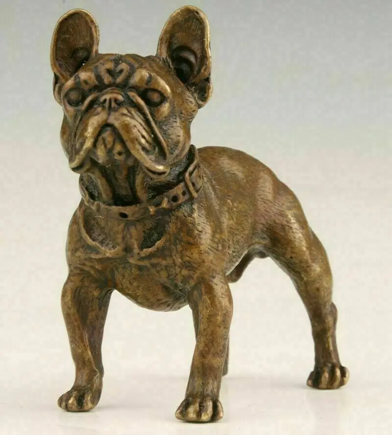 

RETRO CHINESE BRONZE STATUE ANIMAL BULLDOG SOLID MASCOT COLLECTION GIFT