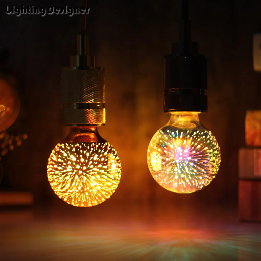 IWHD Ampul 3D Colorful RGB LED Vintage Retro Lamp Bulb E27 4W 220V Cafe Bar Industrial Decor Amoule Edison Light Bulb Bombilla