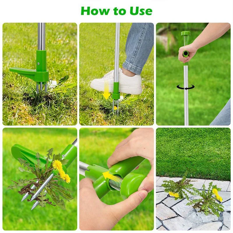 Root Remover Outdoor Tool Claw Weeder Portable Manual Garden Lawn Long Handled Aluminum Stand Up Weed Puller Lightweight