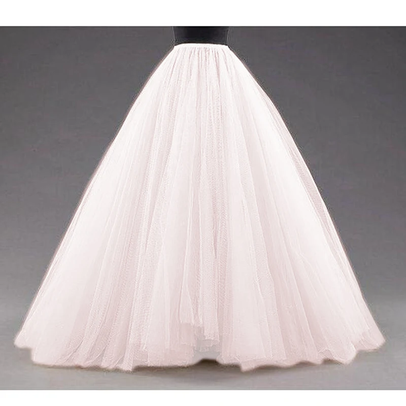 Mingli Tengda Sky Blue Puffy Long Tulle Skirts Women Vintage Gold Female Tutu Skirt For Bridal Custom Made Christmas Petticoat