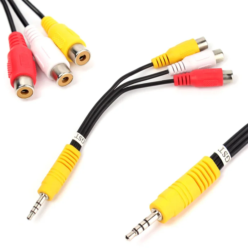 3.5mm Jack To 3 RCA Male Audio Video AV Cable AUX Stereo Cord 3RCA Standard Converter Wire for Speaker TV Box CD DVD Player