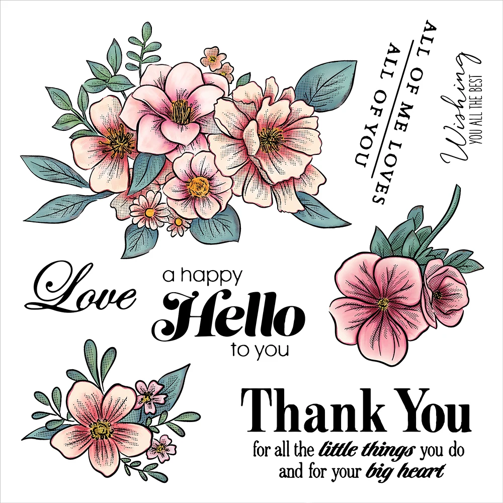 MangoCraft Spring Blooming Flowers Cutting Dies Clear Stamp Set DIY Scrapbooking Stencil For Decor Dies Stamps For Paper Cards